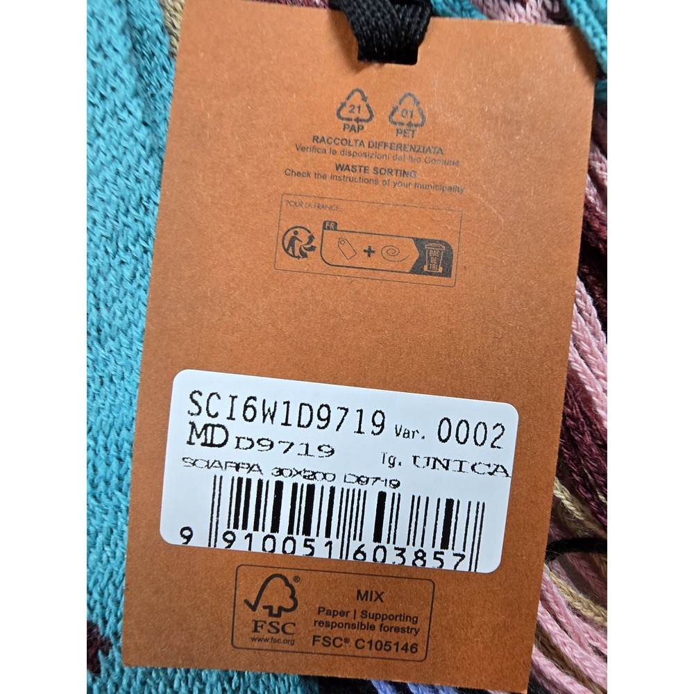 Missoni Chevron Zig Zag Fringe Wool Blend Scarf Colorful NWT - Picture 3 of 4